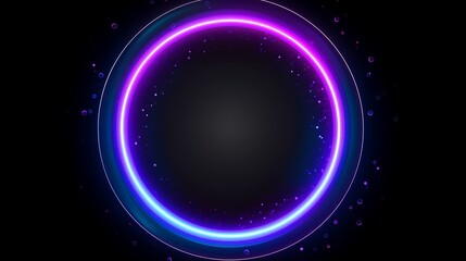 Abstract Neon Circle with Glowing Particles Background