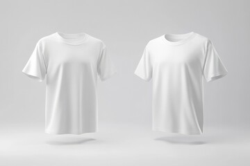 two plain white t-shirts on a neutral background for apparel design