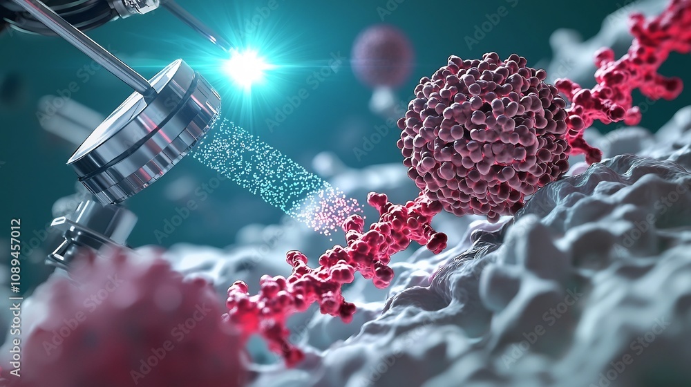 Aufkleber detailed microscopic view showcasing precise gene editing tools hovering over targeted areas of a ge