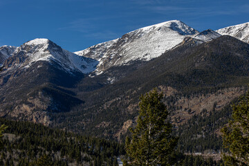 Mountain Landscape in Estes Park, Snowy Peaks
