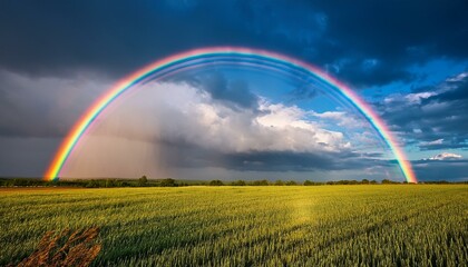 bright colorful rainbow on the sky after the rain nature beauty colors