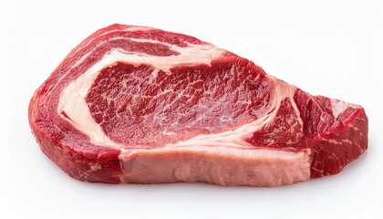 fresh raw rib eye steaks isolated on white background