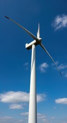 Modern Wind Turbine Energy Power Generation Clean Sky Clouds