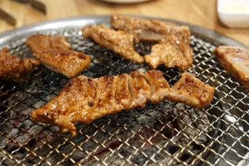 Korean bbq food. Marinated pork ribs