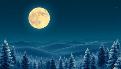 Fototapeta premium Full Moon Winter Landscape