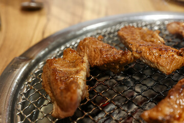 Korean bbq food. Marinated pork ribs