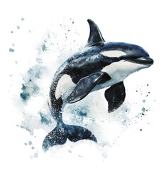 Obraz premium PNG Orca whale jumping in bright blue ocean water