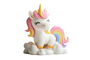 Naklejka premium Adorable 3D Unicorn with Rainbow Mane on White