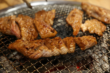 Korean bbq food. Marinated pork ribs