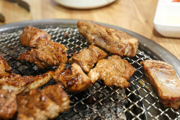 Korean bbq food. Marinated pork ribs