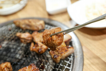 Korean bbq food. Marinated pork ribs