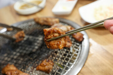 Korean bbq food. Marinated pork ribs