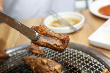 Korean bbq food. Marinated pork ribs