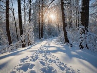 Obraz premium winter landscape in the forest