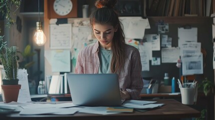 Dedicated Woman Working on Laptop