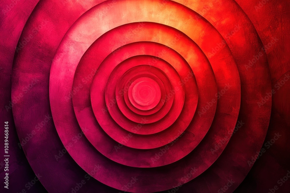 Poster abstract red concentric circles design pattern