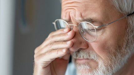 Mature old man, phone and vision problem, eyesight and myopia or glaucoma in office. Mobile, person and poor sight, squinting and manager struggle with reading blurry email online with glasses.