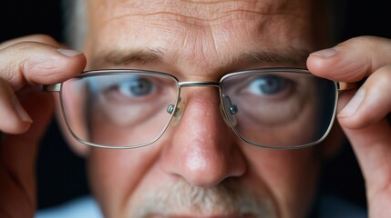 Mature middle aged man, phone and vision problem, eyesight and myopia or glaucoma in office. Mobile, person and poor sight, squinting and manager struggle with reading blurry email online with glasses