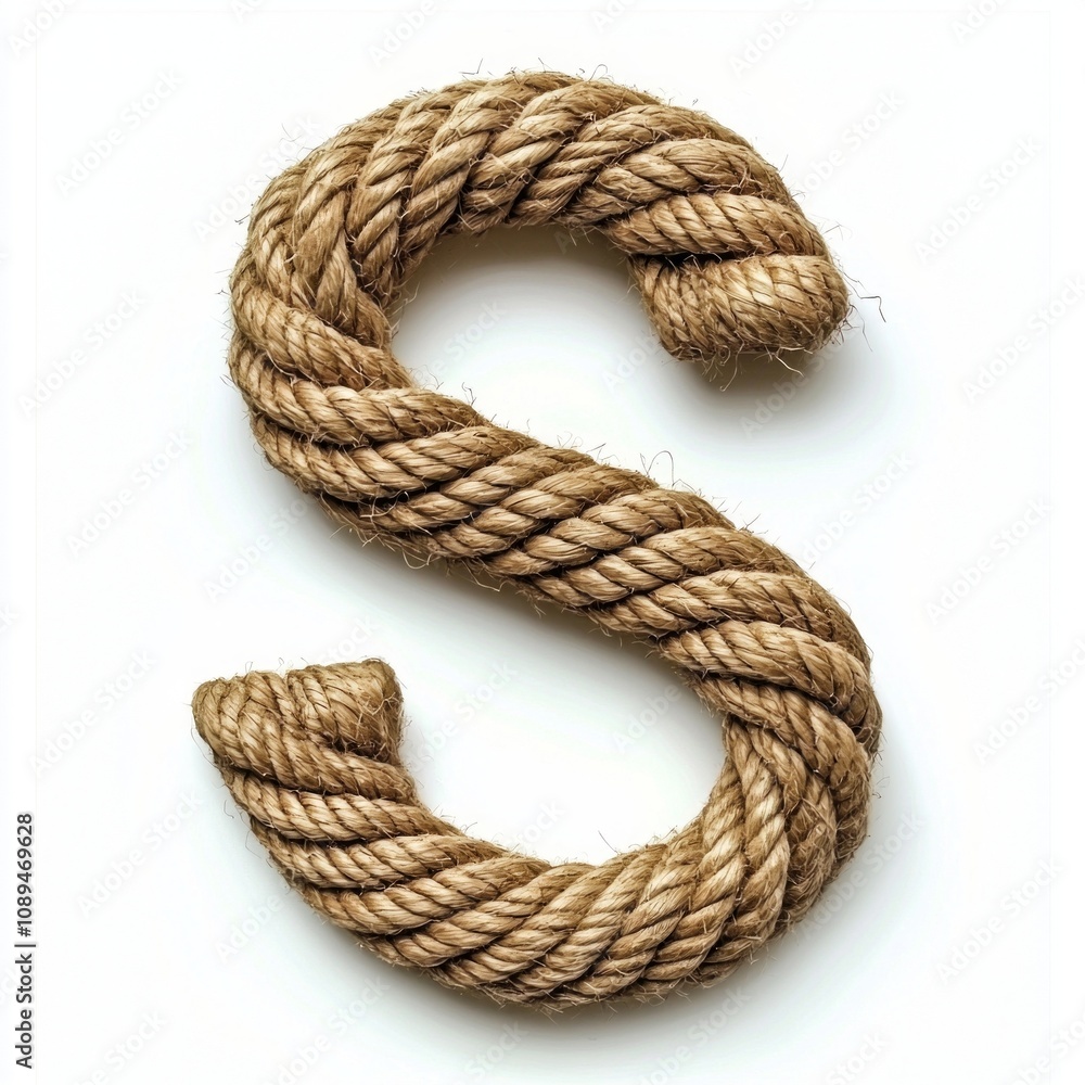 Poster creatively designed letter s made entirely ropes displayed on a solid white background showcasing th