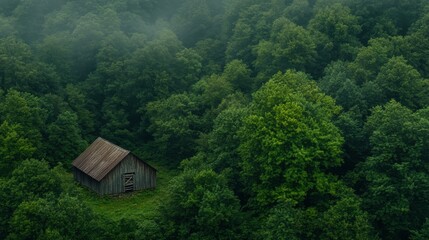 Explore a Rustic Cabin Surrounded by Lush Forest in a Tranquil Natural Setting