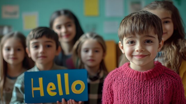 Children Celebrating World Hello Day with Sign Language and Smiles – A Warm and Inclusive Learning Moment