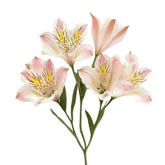 A beautiful bouquet of pink and white flowers, showcasing delicate petals and vibrant patterns, perfect for spring decorations.3d rendering isolate on white background