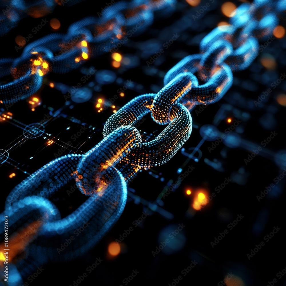Poster futuristic holographic blockchain technology for secure healthcare data management