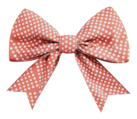PNG Polka dot bow in coral color for festive occasions
