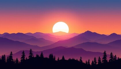 Fototapeta premium Sunset over Majestic Mountains