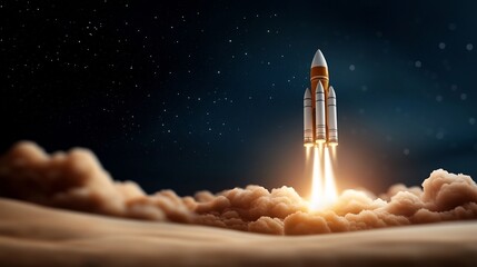 Obraz premium Thrilling Cosmic Race Toward the Red Planet Multiple Private Rockets Launching Simultaneous Missions to Explore and Conquer the Mysteries of Mars