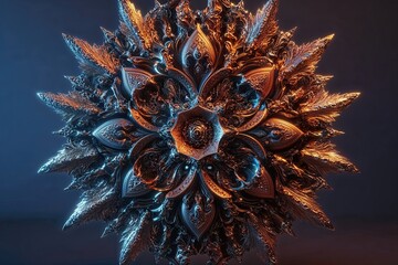 Complex Digital Textures on Dark Background in 3D Render