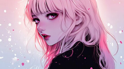 Enthralling Portrait of a Girl with Pink Hair