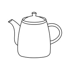 Simple line drawing of a classic teapot icon. Black Outline vector illustration isolated on white background