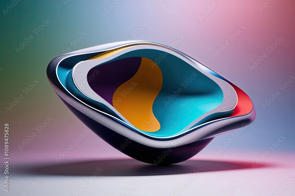 Poster vibrant abstract 3d futuristic shape with colorful gradient background