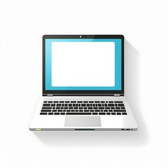 A single laptop icon with an open screen, centered on a transparent or white background. This clean and professional design represents modern portable computing and technology.