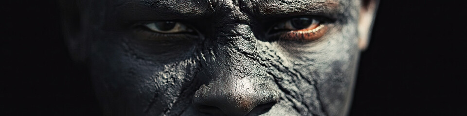 Fototapeta premium Held Back Anger: A tense picture of a masked face, veins bulging as they try to control their rage.