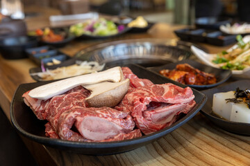 Korean bbq. Grilled beef ribs