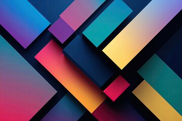 Dynamic 3D Geometric Background Design Featuring Vibrant Colors and Gradient Effects