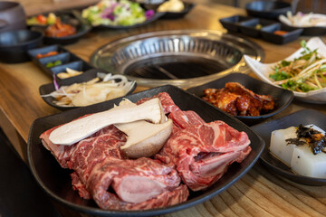 Korean bbq. Grilled beef ribs