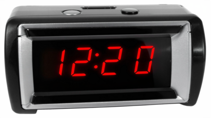 Digital led clock on transparent background