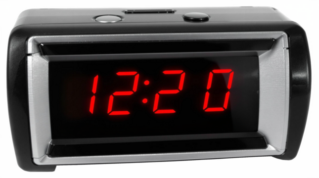 Digital led clock on transparent background 