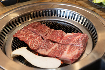 Korean bbq. Grilled beef ribs