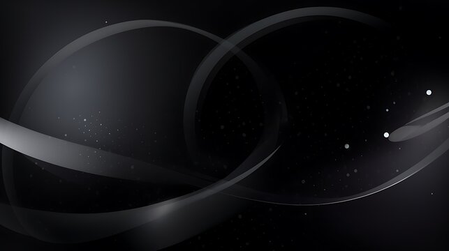 Abstract Dark Grey Curves and Glowing Particles Design