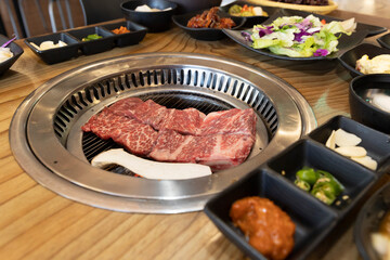 Korean bbq. Grilled beef ribs