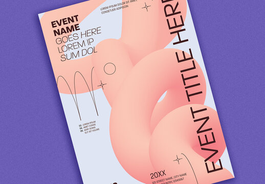 Minimal Poster with Pink 3D Shape