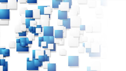 Blue and white squares abstract geometric background