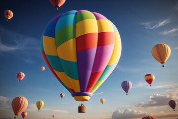 Obraz premium Colorful Balloon Soaring in the Atmosphere - 3D Cartoonish Artwork