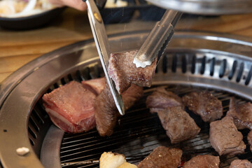 Korean bbq. Grilled beef ribs