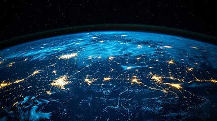 Obraz premium Global Internet Connectivity: A Stunning View of Earth's Night Lights