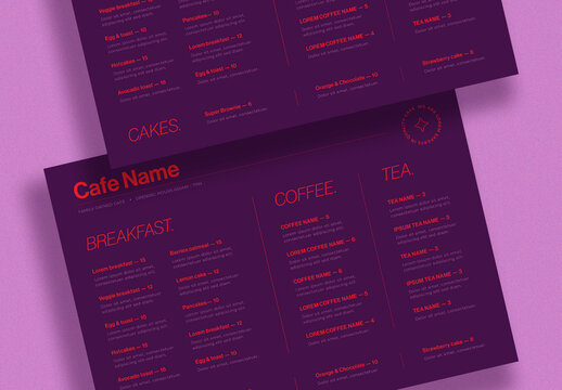 Vibrant Cafe Menu with Red Accents